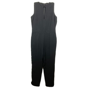Bebe Jumpsuit Womens Sz 10 Black Keyhole‎ Pockets Sleeveless Zip